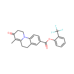 CC1=C2CCc3cc(C(=O)Oc4ccccc4C(F)(F)F)ccc3N2CCC1=O ZINC000028354201