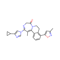 CC1=C2c3cccc(-c4cc(C)no4)c3CCN2C(=O)CN=C1n1cnc(C2CC2)c1 ZINC000149239829