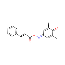 CC1=CC(=NOC(=O)/C=C/c2ccccc2)C=C(C)C1=O ZINC000000457477