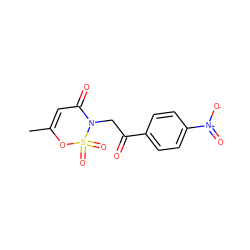 CC1=CC(=O)N(CC(=O)c2ccc([N+](=O)[O-])cc2)S(=O)(=O)O1 ZINC000653686884