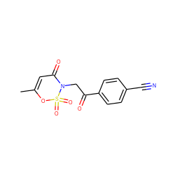 CC1=CC(=O)N(CC(=O)c2ccc(C#N)cc2)S(=O)(=O)O1 ZINC000653700789