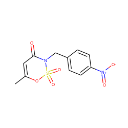 CC1=CC(=O)N(Cc2ccc([N+](=O)[O-])cc2)S(=O)(=O)O1 ZINC000653686898