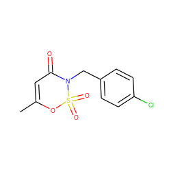 CC1=CC(=O)N(Cc2ccc(Cl)cc2)S(=O)(=O)O1 ZINC000653712796