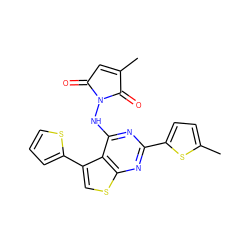 CC1=CC(=O)N(Nc2nc(-c3ccc(C)s3)nc3scc(-c4cccs4)c23)C1=O ZINC000138630087
