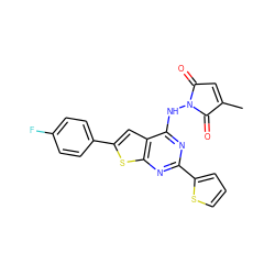 CC1=CC(=O)N(Nc2nc(-c3cccs3)nc3sc(-c4ccc(F)cc4)cc23)C1=O ZINC001772602074