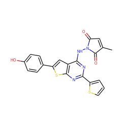 CC1=CC(=O)N(Nc2nc(-c3cccs3)nc3sc(-c4ccc(O)cc4)cc23)C1=O ZINC000138797727