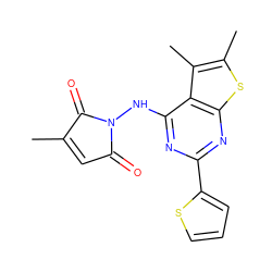 CC1=CC(=O)N(Nc2nc(-c3cccs3)nc3sc(C)c(C)c23)C1=O ZINC001772609927