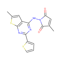 CC1=CC(=O)N(Nc2nc(-c3cccs3)nc3sc(C)cc23)C1=O ZINC001772657401