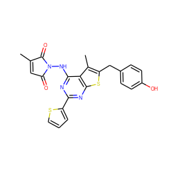 CC1=CC(=O)N(Nc2nc(-c3cccs3)nc3sc(Cc4ccc(O)cc4)c(C)c23)C1=O ZINC000205780423