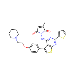 CC1=CC(=O)N(Nc2nc(-c3cccs3)nc3scc(-c4ccc(OCCN5CCCCC5)cc4)c23)C1=O ZINC000138848380