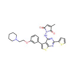 CC1=CC(=O)N(Nc2nc(-c3cccs3)nc3scc(-c4cccc(OCCN5CCCCC5)c4)c23)C1=O ZINC000138499969
