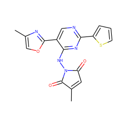 CC1=CC(=O)N(Nc2nc(-c3cccs3)ncc2-c2nc(C)co2)C1=O ZINC000029396025