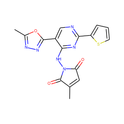 CC1=CC(=O)N(Nc2nc(-c3cccs3)ncc2-c2nnc(C)o2)C1=O ZINC000029394978