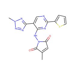 CC1=CC(=O)N(Nc2nc(-c3cccs3)ncc2-c2nnn(C)n2)C1=O ZINC000029396093