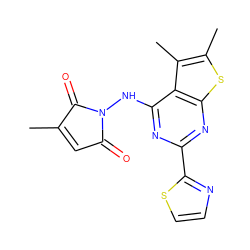 CC1=CC(=O)N(Nc2nc(-c3nccs3)nc3sc(C)c(C)c23)C1=O ZINC001772612736