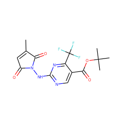 CC1=CC(=O)N(Nc2ncc(C(=O)OC(C)(C)C)c(C(F)(F)F)n2)C1=O ZINC000013818173