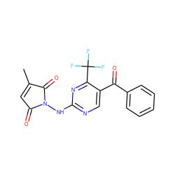 CC1=CC(=O)N(Nc2ncc(C(=O)c3ccccc3)c(C(F)(F)F)n2)C1=O ZINC000013818187