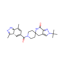 CC1=CC(C(=O)N2CCC3(CC2)Cc2cn(C(C)(C)C)nc2C(=O)N3)=C[C@@H]2C(C)=NN[C@@H]12 ZINC000261137309