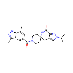 CC1=CC(C(=O)N2CCC3(CC2)Cc2cn(C(C)C)nc2C(=O)N3)=C[C@@H]2C(C)=NN[C@@H]12 ZINC000261135936