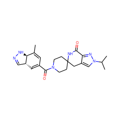 CC1=CC(C(=O)N2CCC3(CC2)Cc2cn(C(C)C)nc2C(=O)N3)=C[C@@H]2C=NN[C@@H]12 ZINC000261167340