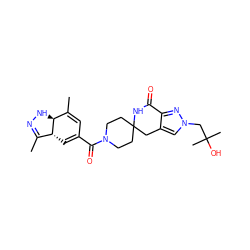 CC1=CC(C(=O)N2CCC3(CC2)Cc2cn(CC(C)(C)O)nc2C(=O)N3)=C[C@@H]2C(C)=NN[C@@H]12 ZINC000261191725