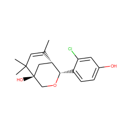 CC1=CC(C)(C)[C@@]2(O)CO[C@@H](c3ccc(O)cc3Cl)[C@@H]1C2 ZINC000028128361