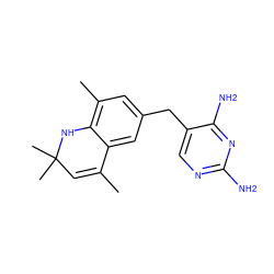 CC1=CC(C)(C)Nc2c(C)cc(Cc3cnc(N)nc3N)cc21 ZINC000029567145