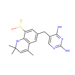 CC1=CC(C)(C)Nc2c1cc(Cc1cnc(N)nc1N)cc2[S@@+](C)[O-] ZINC000029559917