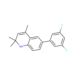 CC1=CC(C)(C)Nc2ccc(-c3cc(F)cc(F)c3)cc21 ZINC000013780966