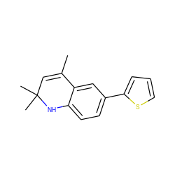 CC1=CC(C)(C)Nc2ccc(-c3cccs3)cc21 ZINC000003832325