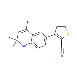 CC1=CC(C)(C)Nc2ccc(-c3ccsc3C#N)cc21 ZINC000003832324