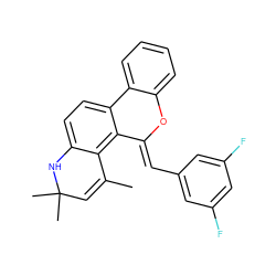 CC1=CC(C)(C)Nc2ccc3c(c21)/C(=C/c1cc(F)cc(F)c1)Oc1ccccc1-3 ZINC000013781712