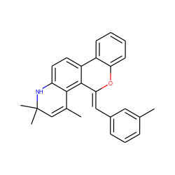 CC1=CC(C)(C)Nc2ccc3c(c21)/C(=C/c1cccc(C)c1)Oc1ccccc1-3 ZINC000013781706