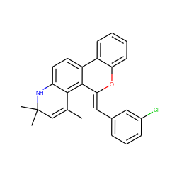 CC1=CC(C)(C)Nc2ccc3c(c21)/C(=C/c1cccc(Cl)c1)Oc1ccccc1-3 ZINC000013781704