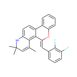 CC1=CC(C)(C)Nc2ccc3c(c21)/C(=C/c1cccc(F)c1F)Oc1ccccc1-3 ZINC000013781709