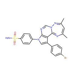 CC1=CC(C)=NN2C=Nc3c(c(-c4ccc(Br)cc4)cn3-c3ccc(S(N)(=O)=O)cc3)C2=N1 ZINC000169330476