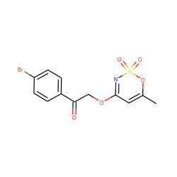 CC1=CC(OCC(=O)c2ccc(Br)cc2)=NS(=O)(=O)O1 ZINC000653690513