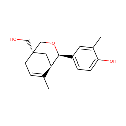 CC1=CC[C@@]2(CO)CO[C@@H](c3ccc(O)c(C)c3)[C@@H]1C2 ZINC000028132349