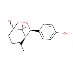 CC1=CC[C@@]2(O)CO[C@@H](c3ccc(O)cc3)[C@@H]1C2(C)C ZINC000028129275