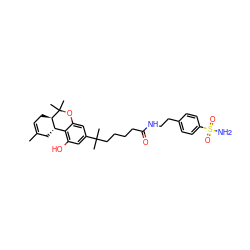 CC1=CC[C@@H]2[C@@H](C1)c1c(O)cc(C(C)(C)CCCCC(=O)NCCc3ccc(S(N)(=O)=O)cc3)cc1OC2(C)C ZINC000027517905