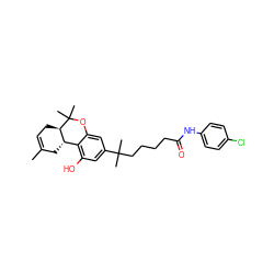 CC1=CC[C@@H]2[C@@H](C1)c1c(O)cc(C(C)(C)CCCCC(=O)Nc3ccc(Cl)cc3)cc1OC2(C)C ZINC000013781728