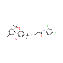 CC1=CC[C@@H]2[C@@H](C1)c1c(O)cc(C(C)(C)CCCCC(=O)Nc3ccc(Cl)cc3Cl)cc1OC2(C)C ZINC000013781729