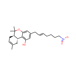 CC1=CC[C@@H]2[C@@H](C1)c1c(O)cc(C/C=C/CCCC[N+](=O)[O-])cc1OC2(C)C ZINC000027759989