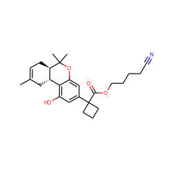 CC1=CC[C@@H]2[C@@H](C1)c1c(O)cc(C3(C(=O)OCCCCC#N)CCC3)cc1OC2(C)C ZINC000223582715