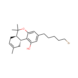 CC1=CC[C@@H]2[C@@H](C1)c1c(O)cc(CCCCCBr)cc1OC2(C)C ZINC000066075758