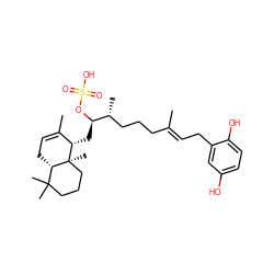 CC1=CC[C@H]2C(C)(C)CCC[C@]2(C)[C@H]1C[C@@H](OS(=O)(=O)O)[C@H](C)CCC/C(C)=C/Cc1cc(O)ccc1O ZINC000028703133