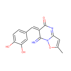 CC1=CC2=NC(=O)/C(=C/c3ccc(O)c(O)c3)C(=N)N2O1 ZINC000013541052