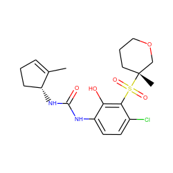 CC1=CCC[C@H]1NC(=O)Nc1ccc(Cl)c(S(=O)(=O)[C@]2(C)CCCOC2)c1O ZINC001772653422