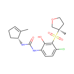 CC1=CCC[C@H]1NC(=O)Nc1ccc(Cl)c(S(=O)(=O)[C@]2(C)CCOC2)c1O ZINC001772575043