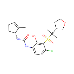 CC1=CCC[C@H]1NC(=O)Nc1ccc(Cl)c(S(=O)(=O)C(C)(C)[C@@H]2CCOC2)c1O ZINC001772647205